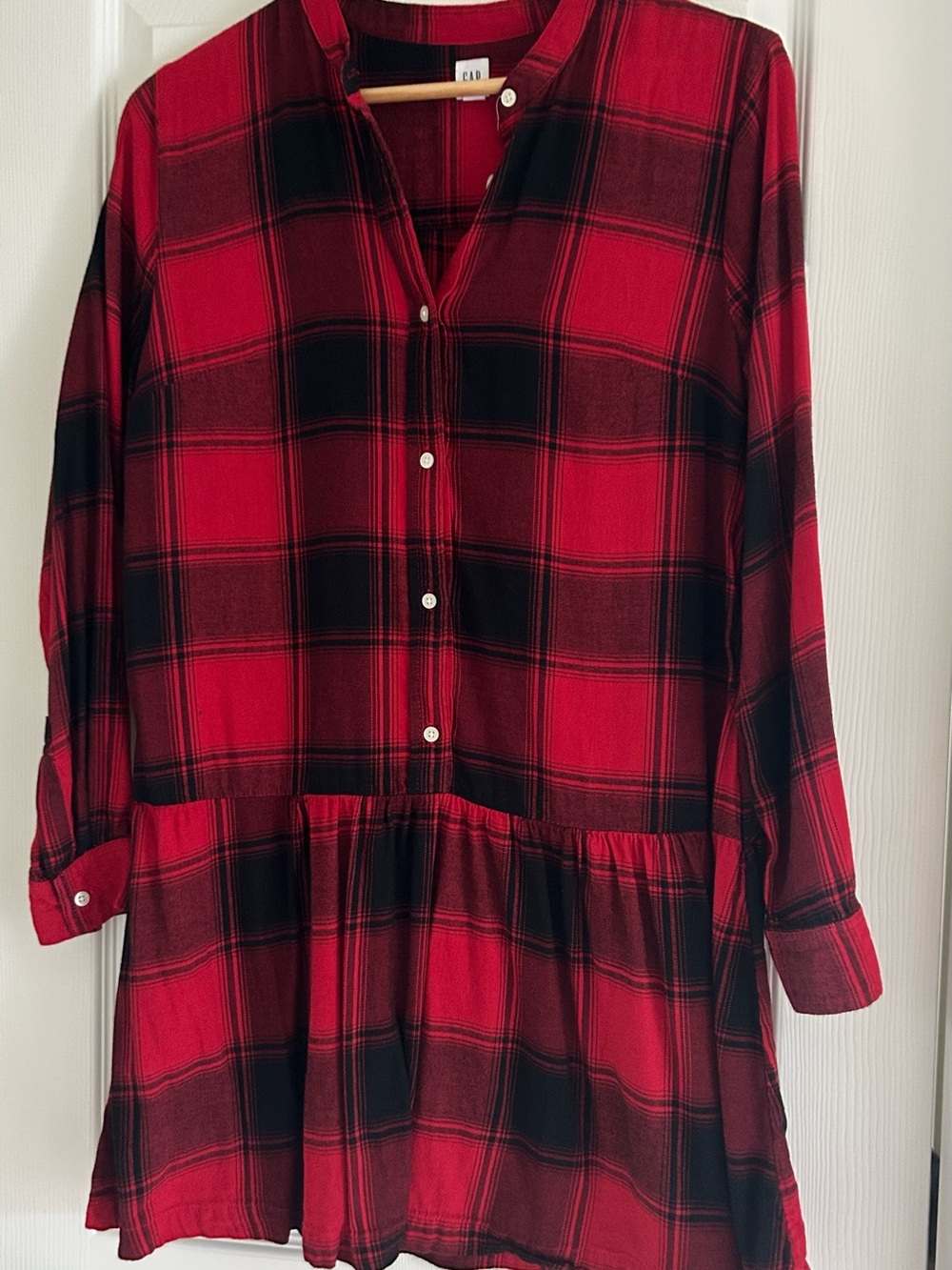 GAP Red & Black Plaid Flannel Dress